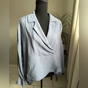 Anthropologie Light Blue Textured Blouse